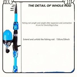 Topline Tackle Incredible Sensitive 4 Piece Fishing Pole for Ice Fishing Luxury Children Fishing Rod ComboLength: 1.5m, Color: blue and pink fishing pole kit