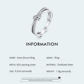 PAHALA 925 Sterling Silver Double Layer Knot Finger Stackable Weeding Party Engagement Ring (9)