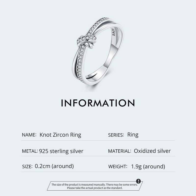 PAHALA 925 Sterling Silver Double Layer Knot Finger Stackable Weeding