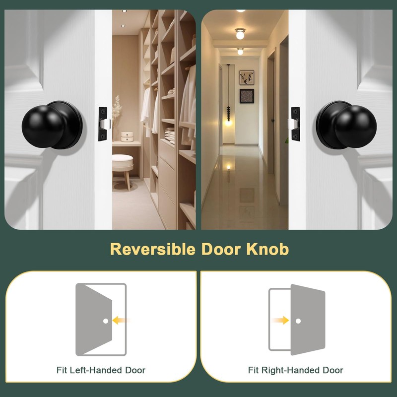 Lepushom 10 Pack Door Knobs Interior, Black Door Knobs Without