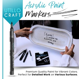 White+Black Paint Pen (8-Pack) Extra Fine Tip Made in Japan | Bold Color+100% Coverage | For Rock, Wood, Glass, Paper, Fabric, Canvas, Metal and More! | 0.7mm Paint Pens | Acrylic Paint Pens