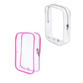 2 Pack TSA Approved Toiletry Bag, Airplane Travel Essentials for Long Flight Flying European International Must Haves Small Quart Size Makeup Zipper Pouch for Women Men Toiletries Liquids Clear Pink