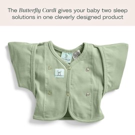 ergoPouch 0.2 TOG Butterfly Cardi Features Unique Arm Pockets for Your Baby - Baby Sleeping Swaddle Over Any Sleeping Bag (0-3 Months, Willow)