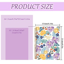 GGTTNRT Diary 2025 Week to View January 2025 - December 2025 (12 Months) 2025 Diary A5 Planner Notebook for Planning Life, Work and Study 21.7x 15.8cm (Purple)