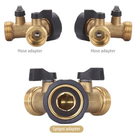 Playlist Garden Hose Splitter 2 Way Heavy Duty Brass Connector Tap Splitter Y Conneector with 4 Extra Rubber Washers