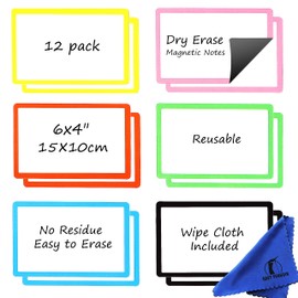 Fridge Scrum Magnets Writeable - Pack of 12 - 15 x 10 cm Whiteboard Magnetic Labels Magnetic Strips - Small Magnetic Signs for Writing on for Home, Office, Kanban and School