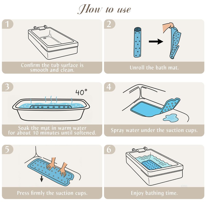 SHUCHING Turquoise Bath Mat for Tub Non Slip-40x16 Inch, Flower