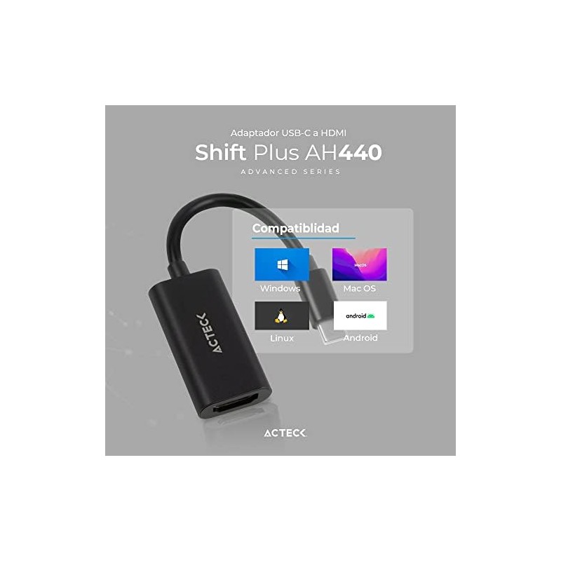 Adaptador USB Tipo C a HDMI Shift Plus AH440 Para