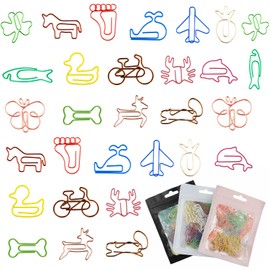 Pack of 30 Paper Clips YUTOU Cartoon Colourful Animal Design Paper Clips Metal Paper Clips Bookmarks Creative Design Paper Clips for Bookmarks Office School Notebook (Style Random)