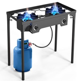 Single Burner Propane or LPG Gas Stove for Outdoor Cooking | 75,000 BTU High-Pressure Heavy-Duty Camping Stove with Regulator | Portable for Backyard, Patio BBQ, Baking, Frying