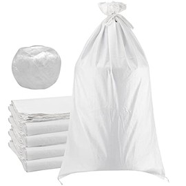 SEUNMUK 50 Pack 18 x 30 Inch Empty Sandbags, Empty White Woven Polypropylene Sand Bags, Heavy Duty Flood Protection Sand Bags with 20 M Ties for Flood Control, Storage