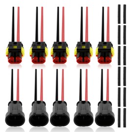 GoaMotors Waterproof 2 Pin Connector for Car Truck Boat and Other Wire Connection, 3.93"/10cm Male and Female Way 16 AWG Wire with 12PCS Heat Shrink Tubing, Set of 6