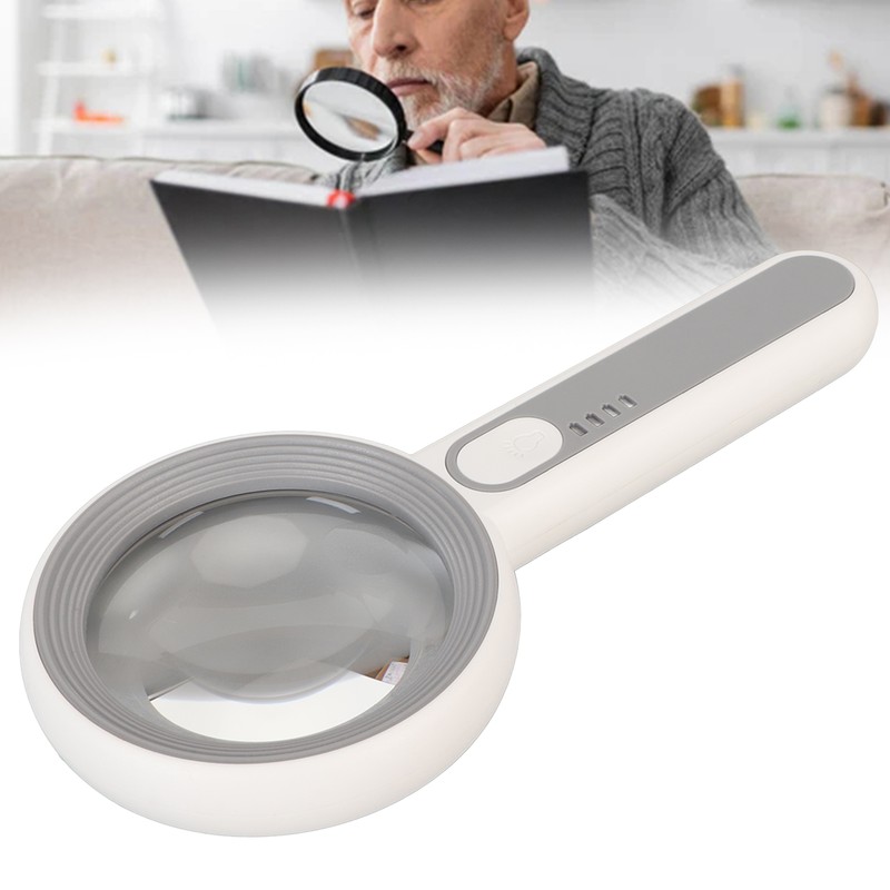 Handheld LED Magnifying Glass Touch Control Rechargeable Portable Illuminated Magnifier