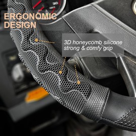 PINCTROT XL Size 17.5-18 Inch Great Grip Steering Wheel Cover for Semi Truck, Fits RV, Big Rig Trucker, 18 Wheeler and Classic Cars, Anti-Slip Design 17.5-18 Inch (All Black)