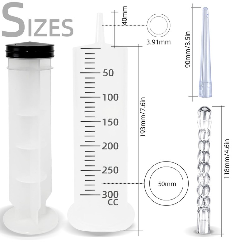 AZREKV 300ML Enema Syringe Cleaning Douche System，Travel Enema Kit for