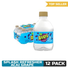 Splash Refresher Acai Grape Flavored Water, 8 Fl Oz, Plastic Bottle Pack of 12