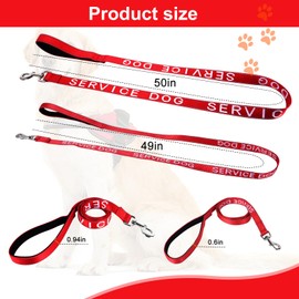 YeeBeny Service Dog Leash, Emotional Support Leash with Neoprene Handle and Reflective Lettering, Service Dog Stuff for Vest for Harnesses, Vests or Collars (Red, 0.6width)