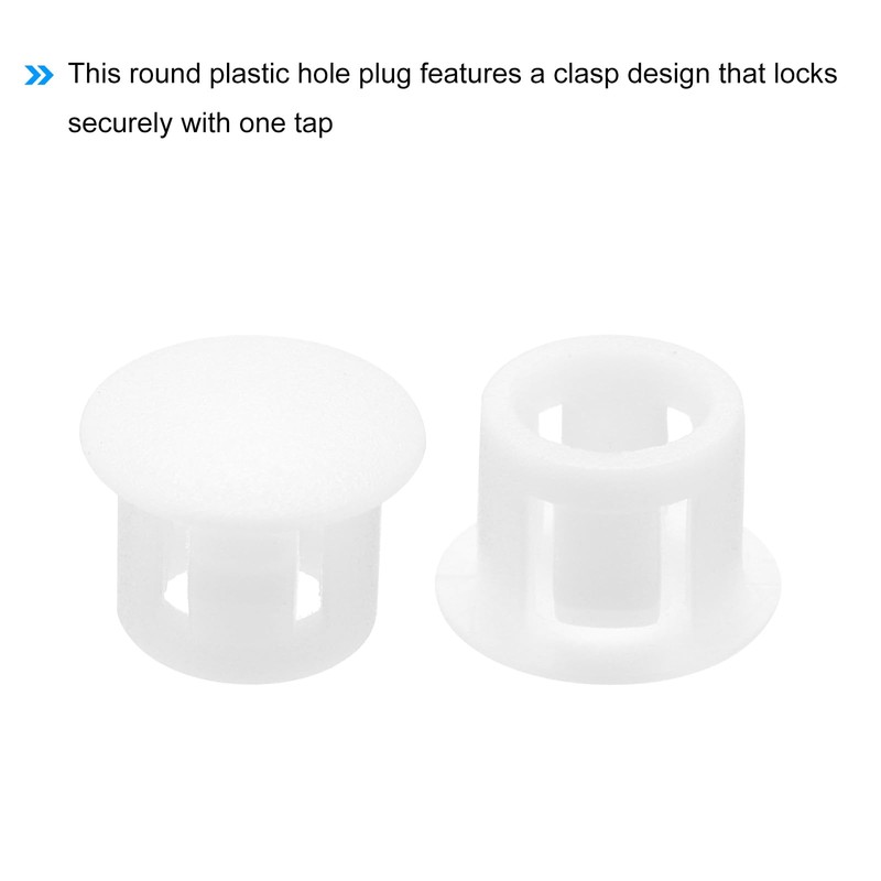 MECCANIXITY 100PCS 8mm(5/16") White Plastic Hole Plugs, Flush Type Panel