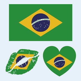 Y&C TENCOB Brazilian Flag Tattoos,25 Sheets Brazil Flag Temporary Face Tattoos Stickers,75 Pcs Waterproof Sweat National Flag Removable Fake Tattoos For Men Women Kids(Brazil)