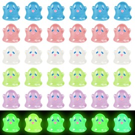 SHIFANQI 30Pcs Luminous Mini Resin Ghost, Cute Miniature Ghost Figurines, Glow in The Dark Resin Figures Small Garden Decor Micro Miniature Statue for Outdoor House Landscape Party