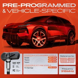 A-Premium 4PCS Pre-Programmed TPMS Sensor Tire Pressure Monitoring Sensor - Compatible with Hyundai Sonata 2007-2008, Tucson 2006-2009, Tiburon 2007-2008 & Kia Sportage 2006-2008 - 315MHz