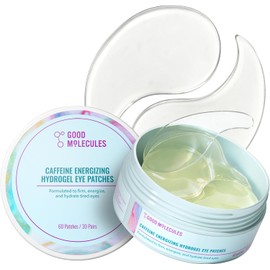 Good Molecules Caffeine Energizing Hydrogel Eye Patches - Hydrogel Mask with Hyaluronic Acid, Peptides, and Aloe to Hydrate, Brighten, and Reduce Puffiness - Pack of 30 Pairs, Cruelty-free, pH 5.7