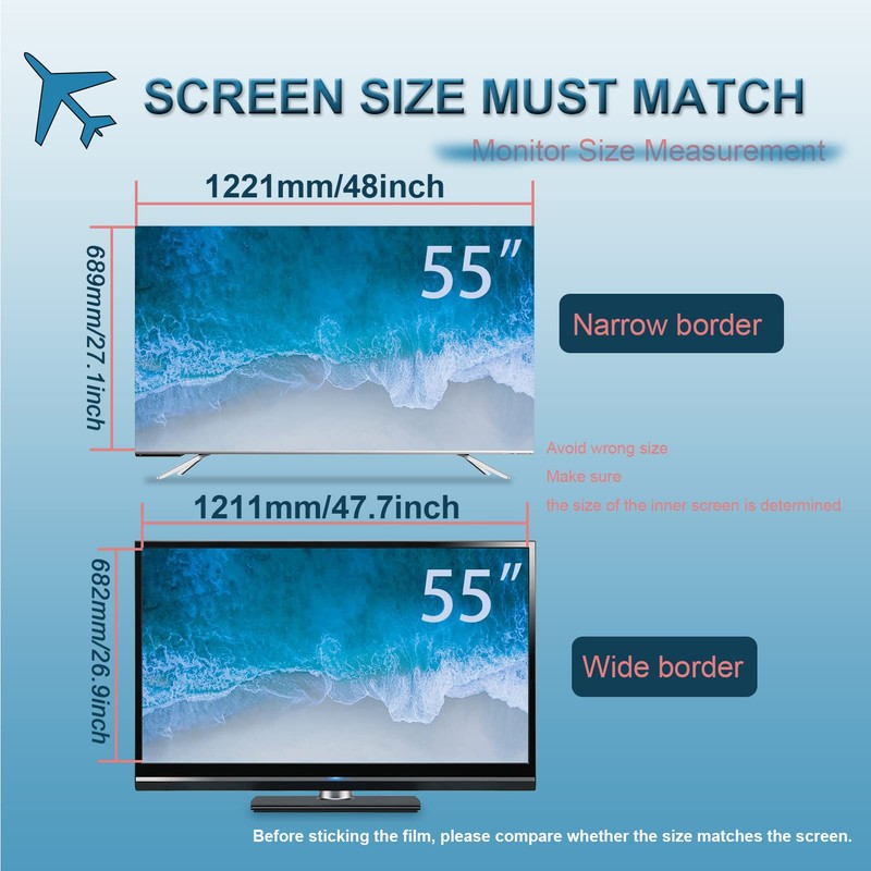 JCSKY 55 Inch Matte Anti-Glare TV Screen Protector, Dustproof Anti