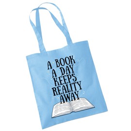 Bang Tidy Clothing Tote Bags For Women A Book a Day Printed Cotton Shopper Bag Gifts SKYBLUE