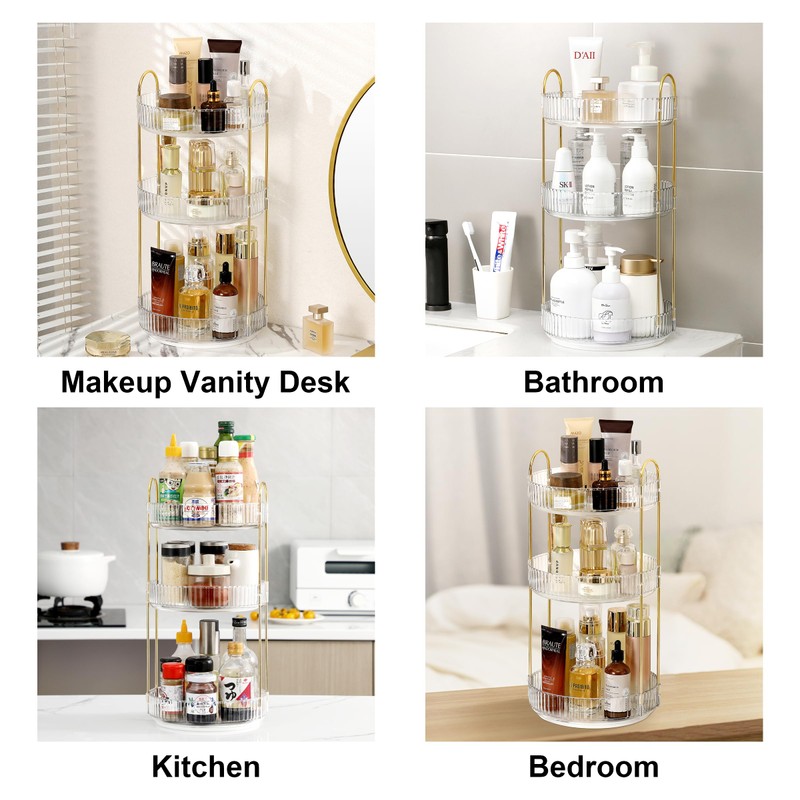 Weidace 360 Rotating Makeup Organizer for Vanity, Bathroom Countertop Spinning