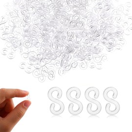 QEQSHQO Pack of 500 Loom Bands Accessories, S Clips, Loom Bands Clasps Clips, Rubber Bracelet Craft Connector, Plastic Rubber Bands for Bracelets Jewellery, Loom Bands Crochet Hooks (White, Clear)