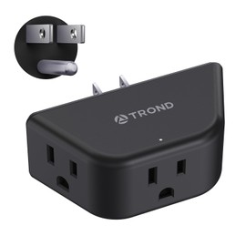 TROND Outlet Extender - 3 Prong Grounded Plug Extension Outlet, 3 Way Angled Wall Plug Splitter, Cruise Ship Essentials, Multiple Expander with 3 Electrical Sockets for Bathroom, Kitchen, Black