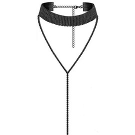 JEWELRYWE Women's Choker Chain Collar Necklace, Stylish, Sexy, Collar, Multiple Layers, Rhinestones, Cute, Belt, Choker, Rock Punk Fashion Accessory