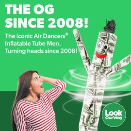 LookOurWay Air Dancers Wacky Waving Inflatable Tube Man - 7ft Tall Inflatable Dancing Man with Weather-Resitant Blower for Business Advertising - Character Money Theme - Billionaire
