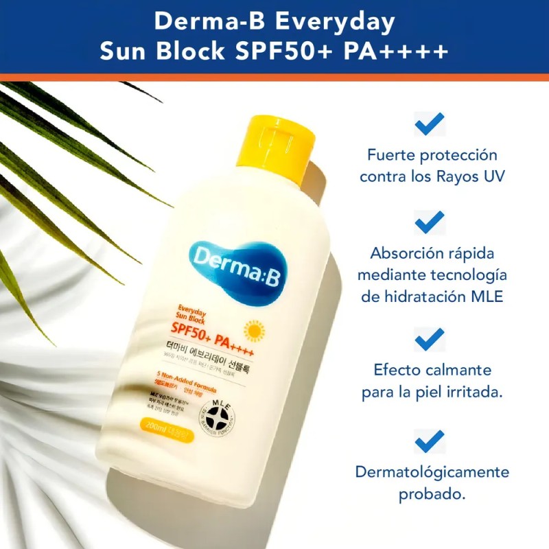Derma:B Everyday Sun Block Spf50+ Pa++++ Rostro Y Cuerpo