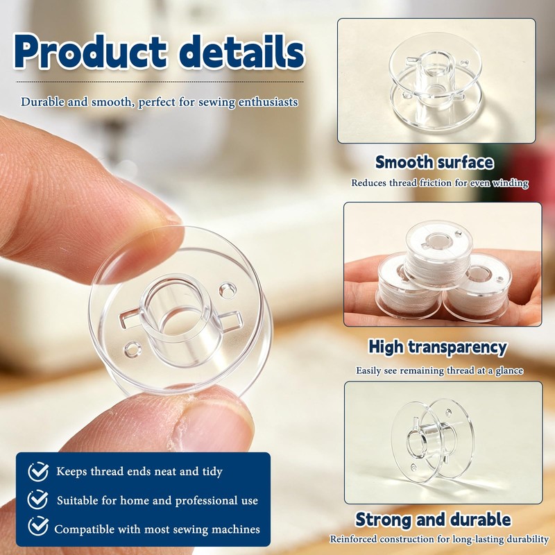 Doxiru 25 Plastic Sewing Machine Bobbins with Bobbin Case