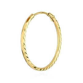 NKlaus Single Creole Earrings 333 Yellow Gold 8 Carat Earrings 1.1 mm Wide Women's Earrings, Yellow Gold