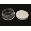 50 x 10ml (10g) CLEAR PLASTIC SAMPLE JARS/POTS WITH WHITE