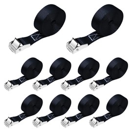 Pack of 10 lashing straps, 2 m, 250 kg, adjustable lashing strap with clamping lock for car, bicycle, motorcycle according to DIN EN 12195-2 KODIAK STRAPS