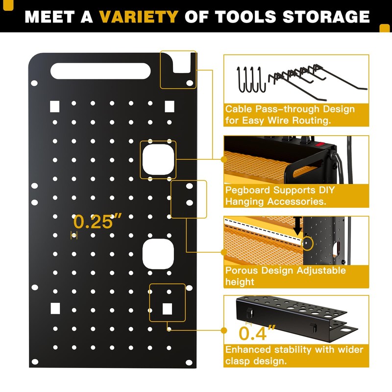 NattyDot Power Tool Organizer Wall Mount with Charging Station, 8