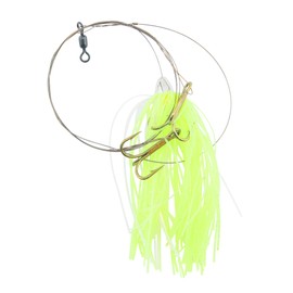 C&H Lures, King Buster Kingfish Pro-Rig, 1/8 oz Head, Chartreuse/Pearl Mylar Skirt, Two #4 4X Treble Hooks, Swivel, Stainless Steel Single Strand Leader Wire, 3 ft