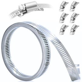 UME-STAR Hose Band, Stainless Steel Clamp Band, 0.5 inch (12.7 mm) Wide, Flexible Band (Length 9.8 ft (3 m), Fasteners, 6 Pieces