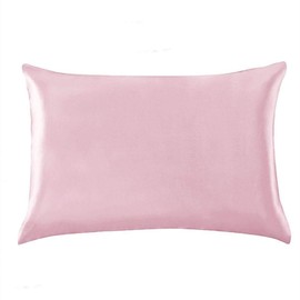 100% Mulberry Silk Pillowcase for Hair and Skin with Hidden Zipper Cotton Underside Standard Size - 19 Momme Charmeuse (Pink, Standard)