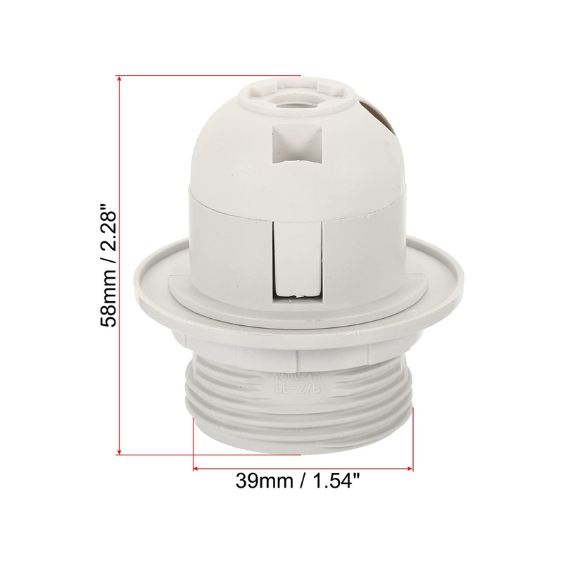 MECCANIXITY Threaded Light Socket Base 250V E26/E27 58x39mm Screw Thread