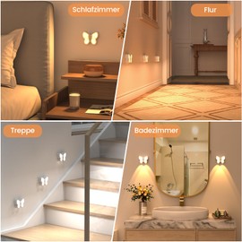 SIBI LIGHTING Nachtlicht mit Bewegungssensor, 2 Stück LED Nachtlampe Dimmbar mit 3 Farbmodi, USB Aufladbar Stilllicht Indirekte Beleuchtung für Kinderzimmer, Flur, Treppe, Schlafzimmer, Bad