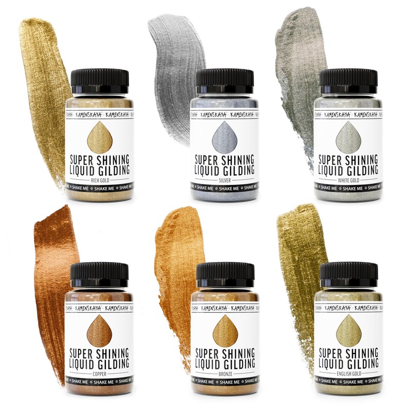 KAMENSKAYA Liquid White Gold Leaf Paint: Alcohol Based Fast Drying
