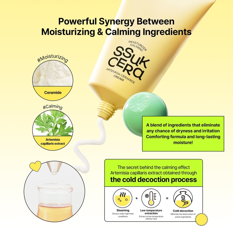 EDIT.B Moisturizing & Calming Ssuk Artemisia Ceramide Cream, Long-Lasting Hydration
