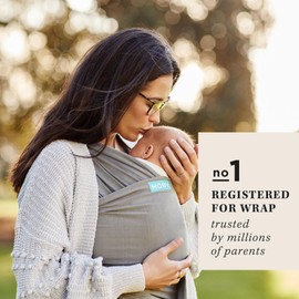 Moby Baby Wrap Carrier Classic for Newborns to Toddlers (8-33lbs), Infant Sling Carrier, Lightweight & Hands Free Design, Adjustable for All Body Types (Stone Grey)