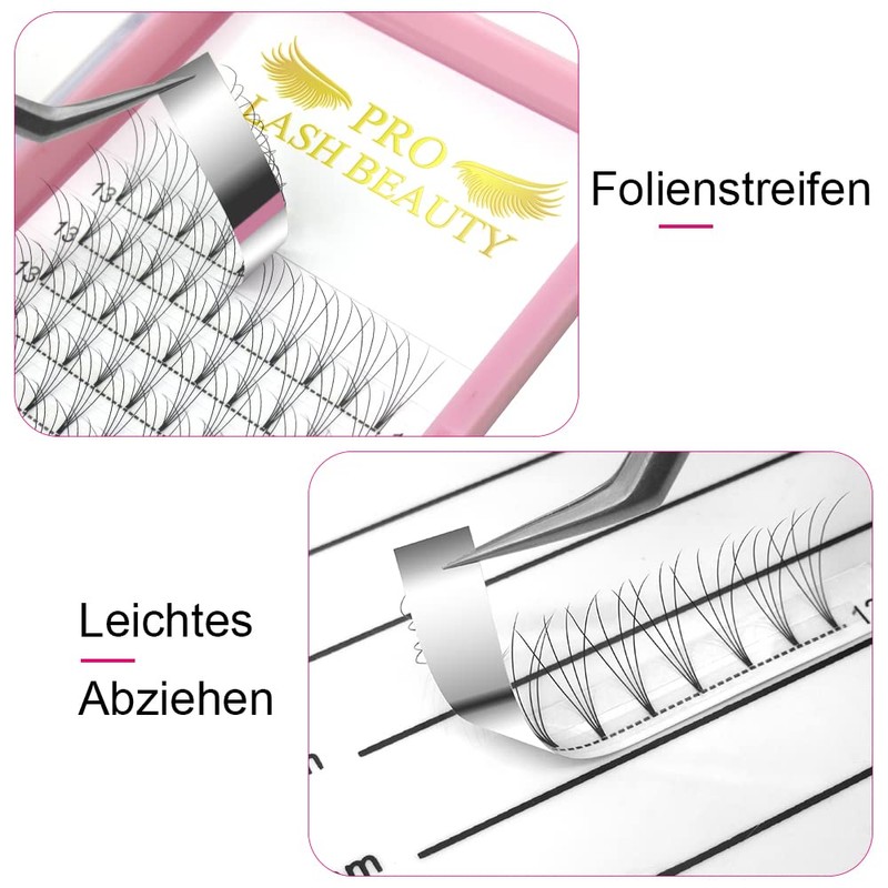 Ready-To-Use Fan Eyelash Extensions, Short Stem Volume Eyelashes, 0.10 C