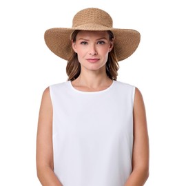 Women's Wide Brim Sun Hat - UPF 50 Sun Protection - Packable Sun Hat for Women Travel - Perla in Tan (One Size)