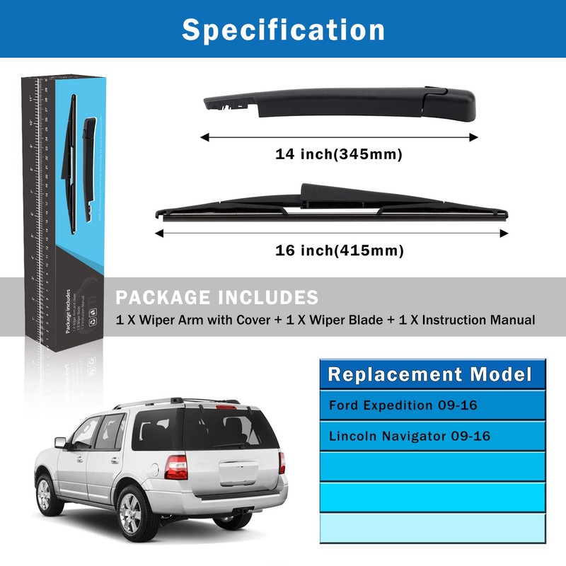 WTI Rear Wiper Arm Blade Set Compatible With Ford Expedition